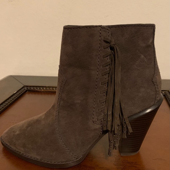 New $350 Coach Jemma Westin Fringe Suede Leather Pointed toe Block Heel Bootie - Picture 3 of 12